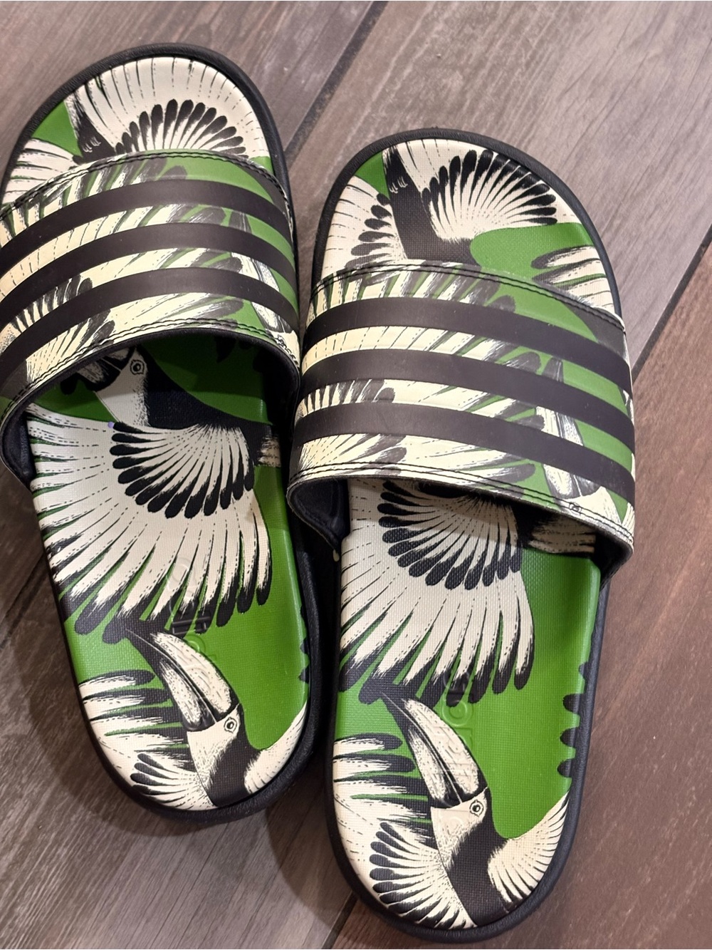 Adidas x Farm Rio Adilette platform Green and Black Slide Sandals